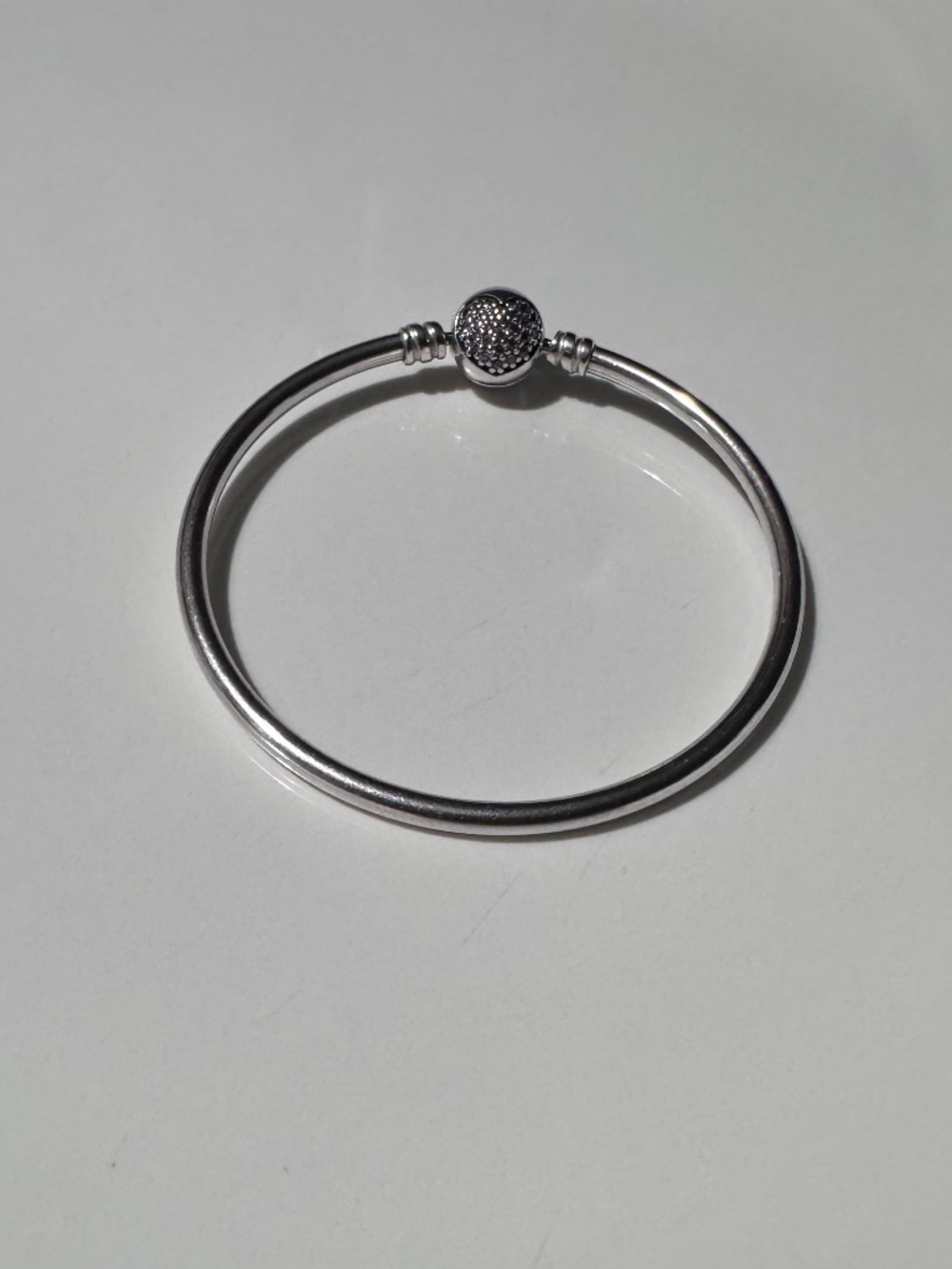 Pandora Retired Circle of Love Bangle Pink CZ Heart Clasp 17cm 6.7" LIKE NEW